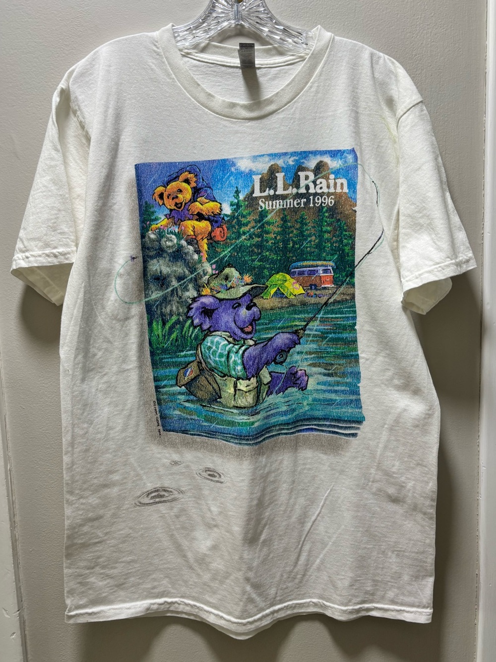 Grateful Dead L.L. Rain Summer “96”Graphic T Colorful Print Intentional Cracking